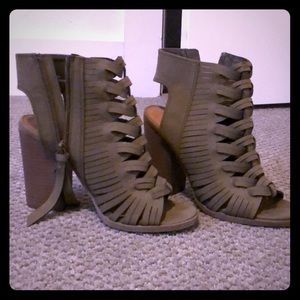 NEVER WORN!!! Army Green cut out booties